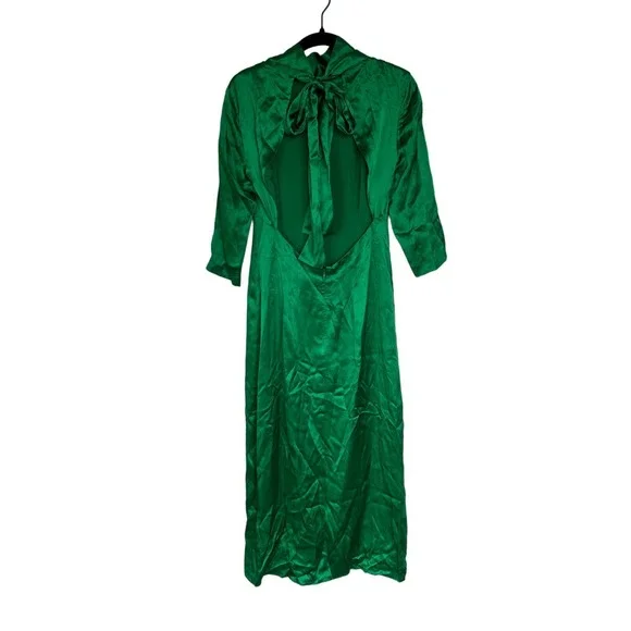 J. Crew Collection Open-Back Silk Charmeuse Long Sleeve Mock Neck Dress Size 0 - Picture 4 of 11